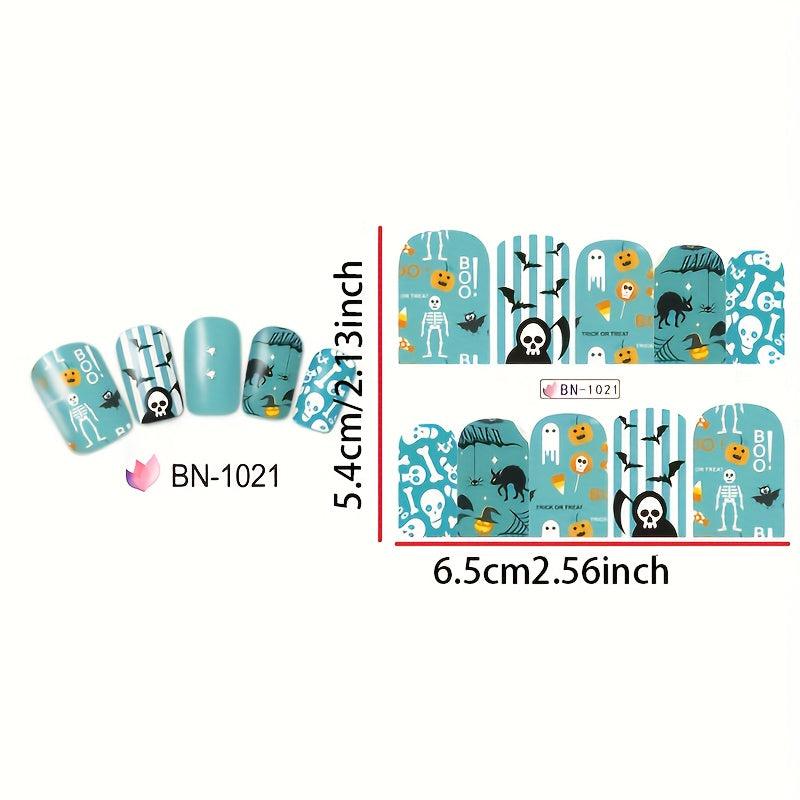 Halloween Nail Wraps Gothic Nail Polish Strips Ghost Skull Demon Pattern