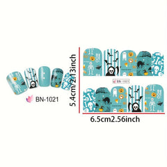 Halloween Nail Wraps Gothic Nail Polish Strips Ghost Skull Demon Pattern