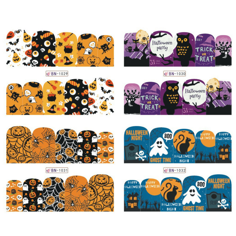 Halloween Nail Wraps Gothic Nail Polish Strips Ghost Skull Demon Pattern