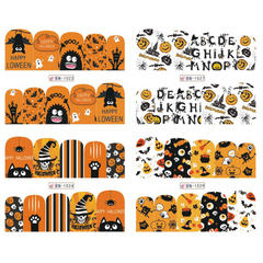 Halloween Nail Wraps Gothic Nail Polish Strips Ghost Skull Demon Pattern