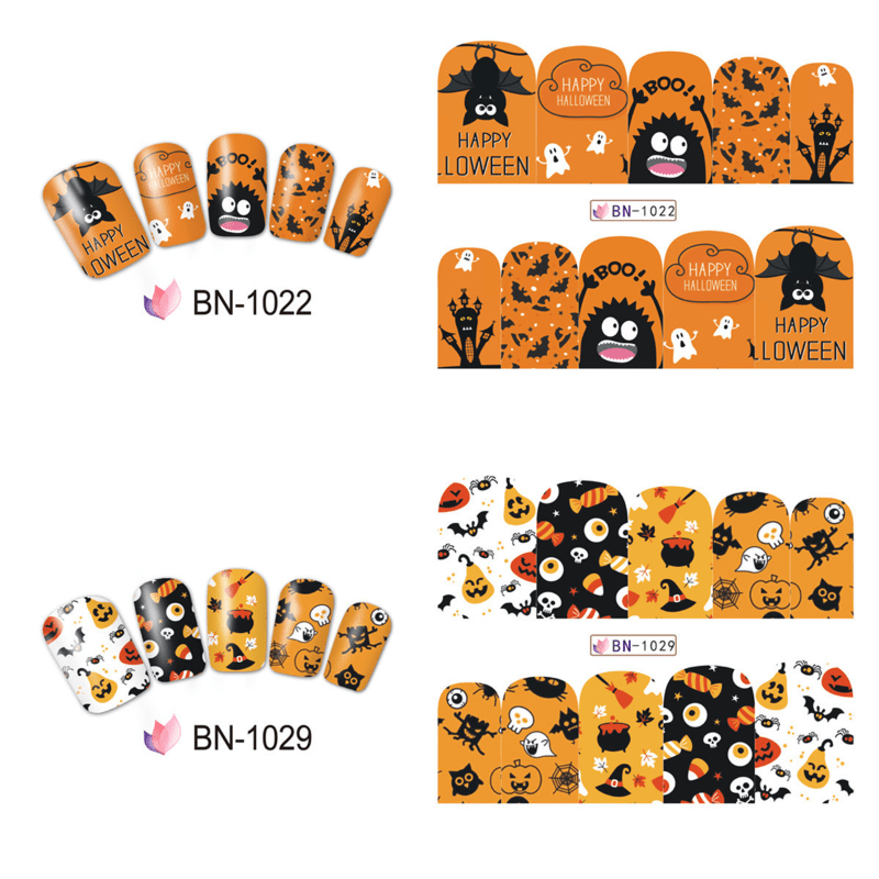 Halloween Nail Wraps Gothic Nail Polish Strips Ghost Skull Demon Pattern
