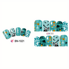 Halloween Nail Wraps Gothic Nail Polish Strips Ghost Skull Demon Pattern
