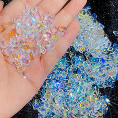 50pcs Aurora Nail Art Gemstones Heart Bow Nail Charm