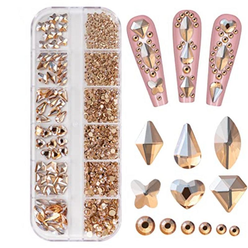 12 Pink Flatback Nail Art Rhinestones Crystal Gemstones DIY Nail Salon Supplies