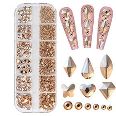 12 Pink Flatback Nail Art Rhinestones Crystal Gemstones DIY Nail Salon Supplies