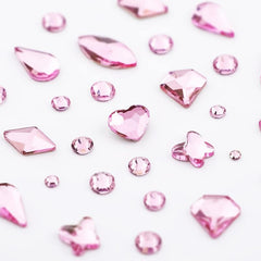 12 Pink Flatback Nail Art Rhinestones Crystal Gemstones DIY Nail Salon Supplies
