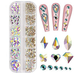 12 Pink Flatback Nail Art Rhinestones Crystal Gemstones DIY Nail Salon Supplies