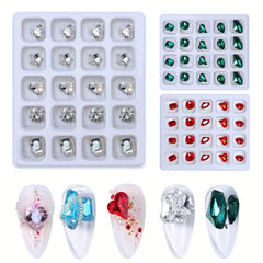 20 Grids Heart Rhinestone Nail Art Jewelry Crystal Glass Accessories