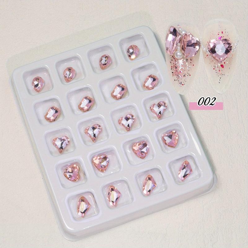 20 Grids Heart Rhinestone Nail Art Jewelry Crystal Glass Accessories