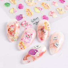Autumn Leaves Nail Art Stickers Decals Waterproof 3D Stereoscopic Embossed