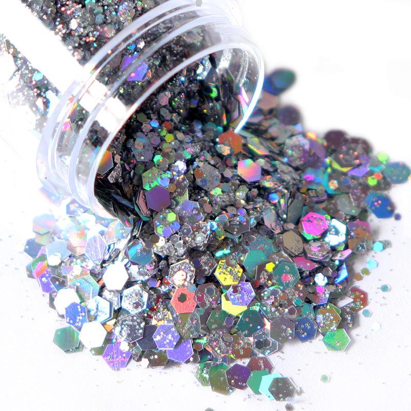 9 Colors Hexagon Chunky Glitter Holographic Stickers Sequins Nail Glitter