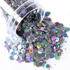 9 Colors Hexagon Chunky Glitter Holographic Stickers Sequins Nail Glitter