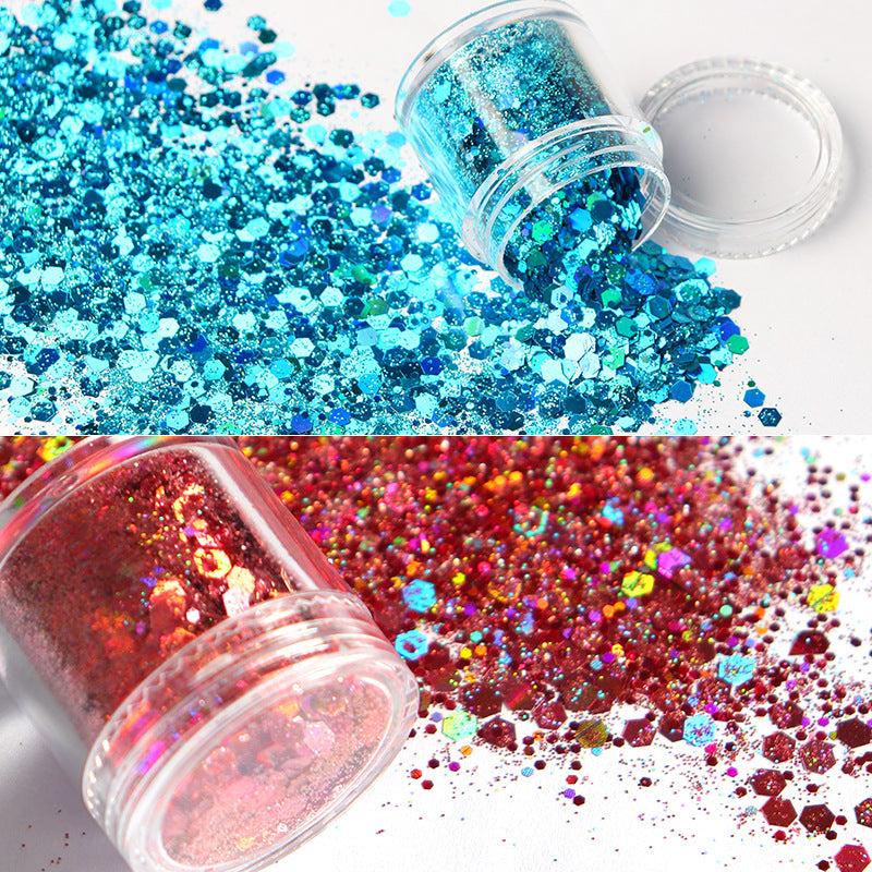 9 Colors Hexagon Chunky Glitter Holographic Stickers Sequins Nail Glitter