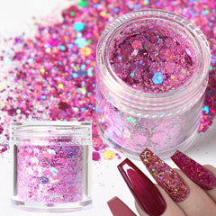9 Colors Hexagon Chunky Glitter Holographic Stickers Sequins Nail Glitter