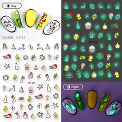 Xmas Nail Sticker Fluorescent Nail Art DIY Decoration