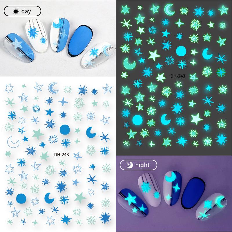 Xmas Nail Sticker Fluorescent Nail Art DIY Decoration