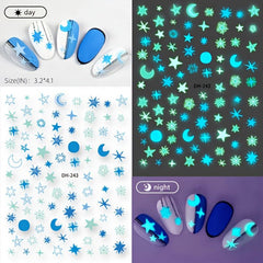Xmas Nail Sticker Fluorescent Nail Art DIY Decoration