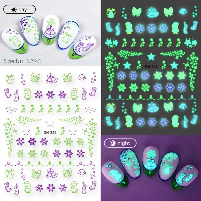 Xmas Nail Sticker Fluorescent Nail Art DIY Decoration