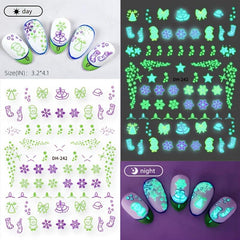 Xmas Nail Sticker Fluorescent Nail Art DIY Decoration