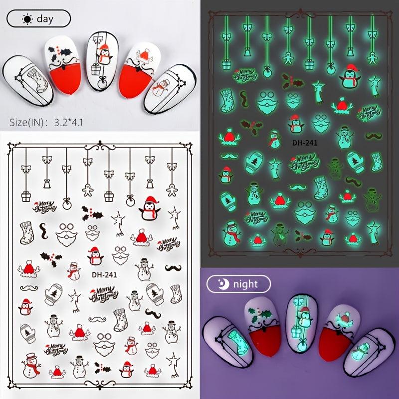 Xmas Nail Sticker Fluorescent Nail Art DIY Decoration