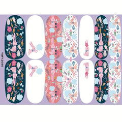 Easter Cartoon Nail Polish Stickers - Bunny Egg Nail Strips for Women and Girls