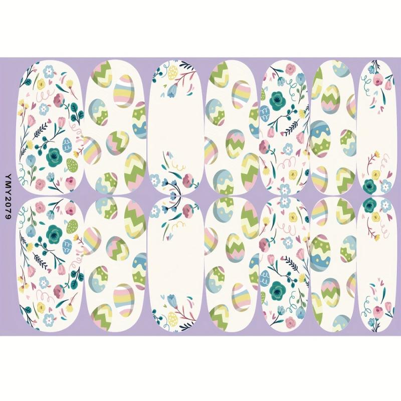 Easter Cartoon Nail Polish Stickers - Bunny Egg Nail Strips for Women and Girls