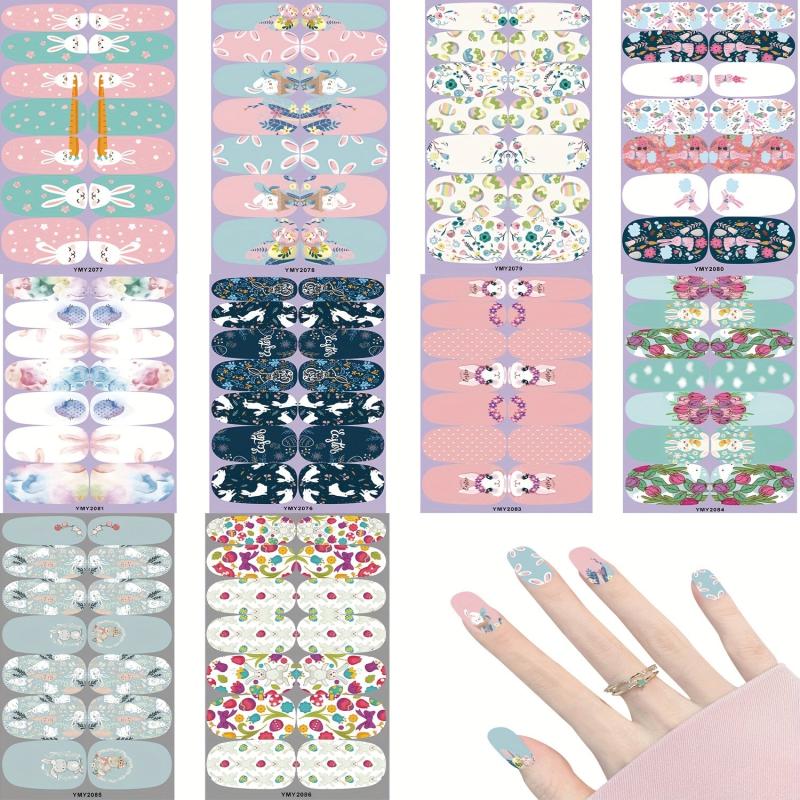 Easter Cartoon Nail Polish Stickers - Bunny Egg Nail Strips for Women and Girls