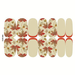 12 Sheets Fall Nail Wraps Stickers Self Adhesive Maple Leaf Nail Art Decals