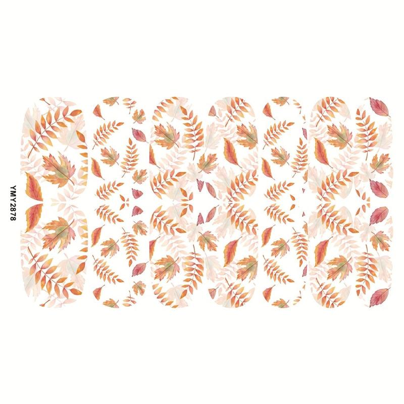 12 Sheets Fall Nail Wraps Stickers Self Adhesive Maple Leaf Nail Art Decals