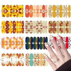 12 Sheets Fall Nail Wraps Stickers Self Adhesive Maple Leaf Nail Art Decals
