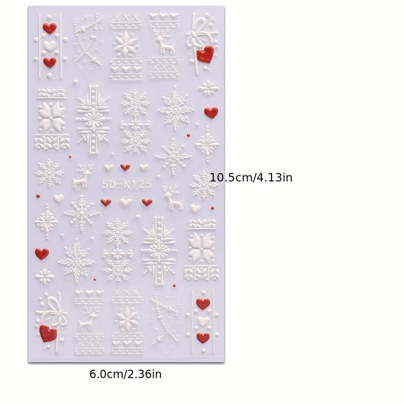 5D Embossed Christmas Nail Stickers Decals