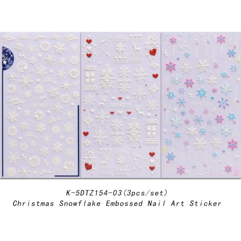 5D Embossed Christmas Nail Stickers Decals