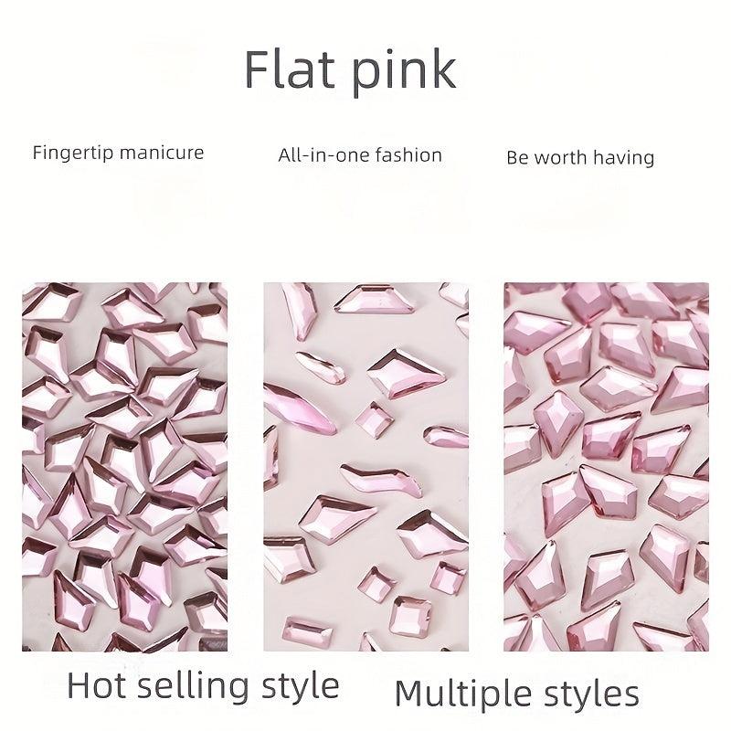 Pink Glass Nail Art Rhinestones Mix Shape Gemstones DIY Accessories
