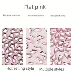 Pink Glass Nail Art Rhinestones Mix Shape Gemstones DIY Accessories