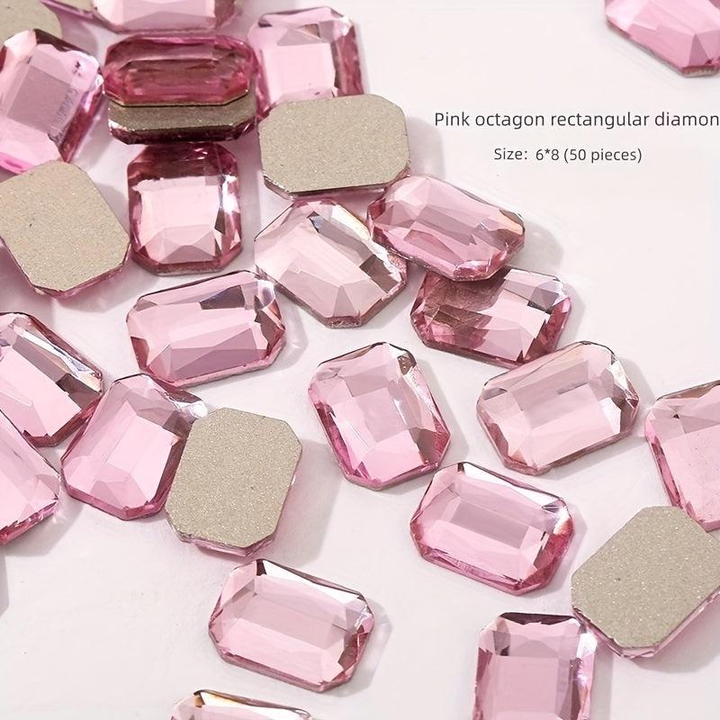 Pink Glass Nail Art Rhinestones Mix Shape Gemstones DIY Accessories