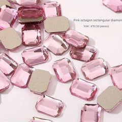 Pink Glass Nail Art Rhinestones Mix Shape Gemstones DIY Accessories