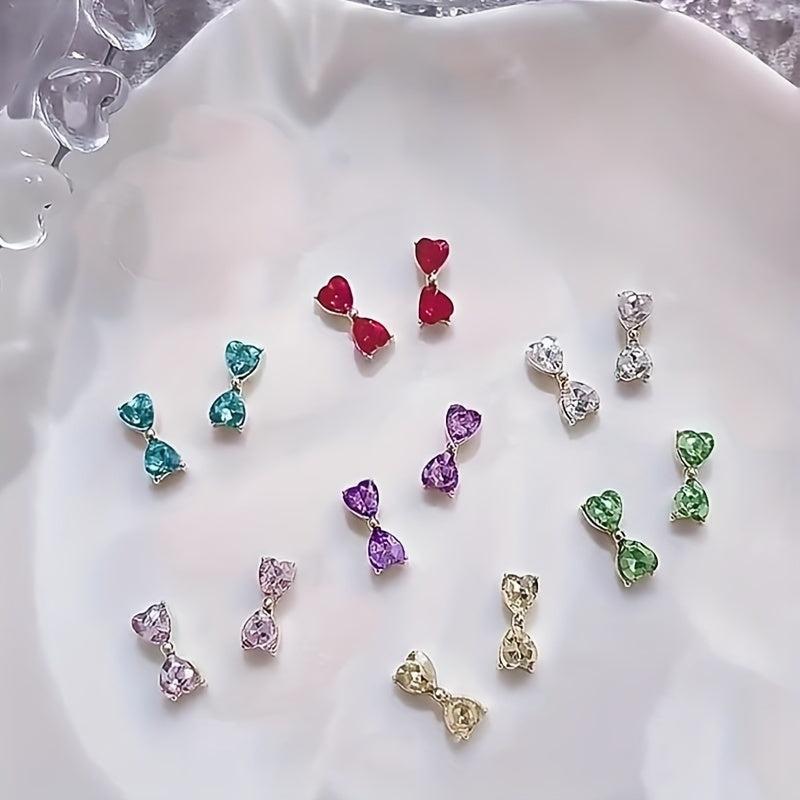 10pcs Crystal Heart Nail Charms 3D Rhinestone Nail Art Jewelry DIY Designs