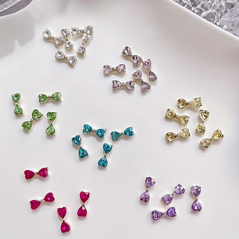 10pcs Crystal Heart Nail Charms 3D Rhinestone Nail Art Jewelry DIY Designs