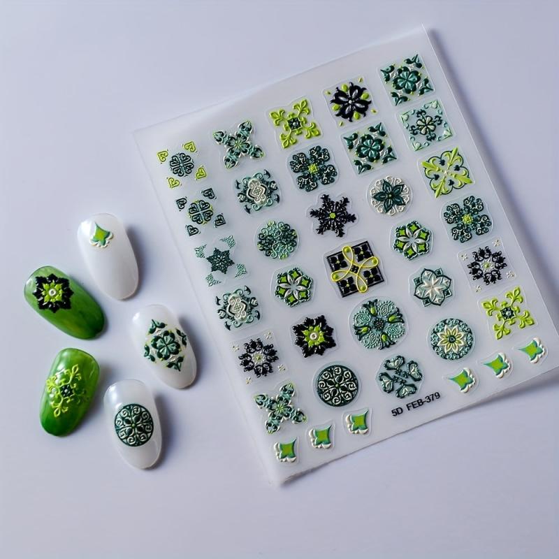 5D Flower Nail Art Sticker Self-Adhesive Bohemian Style Nail Art Decals