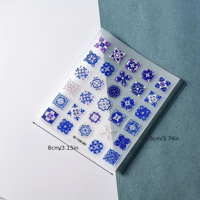 5D Flower Nail Art Sticker Self-Adhesive Bohemian Style Nail Art Decals