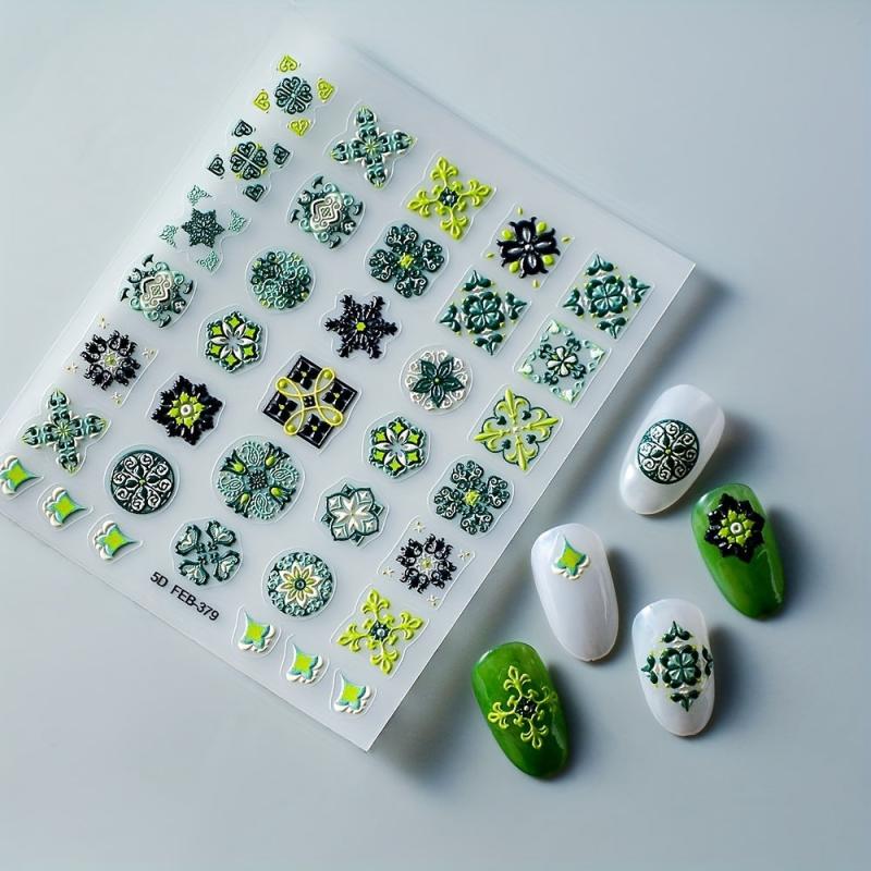 5D Flower Nail Art Sticker Self-Adhesive Bohemian Style Nail Art Decals