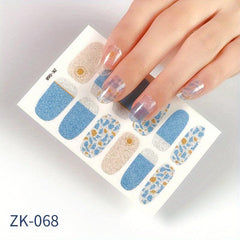 Glitter Flower Nail Wraps Self Adhesive Polish Stickers for Manicure