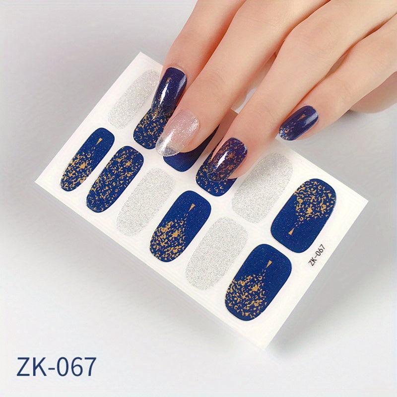 Glitter Flower Nail Wraps Self Adhesive Polish Stickers for Manicure