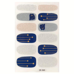 Glitter Flower Nail Wraps Self Adhesive Polish Stickers for Manicure