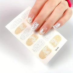 Glitter Flower Nail Wraps Self Adhesive Polish Stickers for Manicure