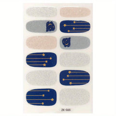 Glitter Flower Nail Wraps Self Adhesive Polish Stickers for Manicure