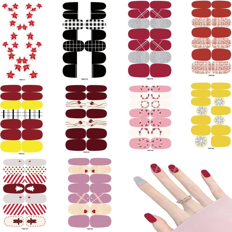 10 Sheets Solid Adhesive Nail Stickers Full Nail Wraps For Women