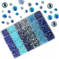 Purple AB Resin Flatback Rhinestones Kit for Crafts DIY Nail Art 2-5mm