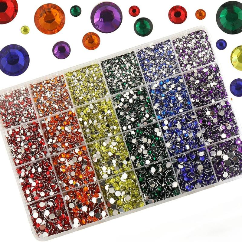 Purple AB Resin Flatback Rhinestones Kit for Crafts DIY Nail Art 2-5mm