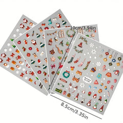 4pcs Christmas 5D Nail Art Stickers Santa Claus Snowflake Elk Decals
